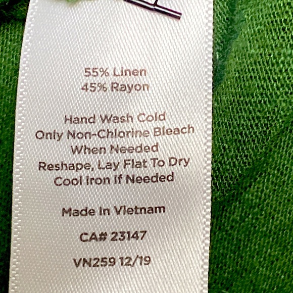 Talbots Dark Green Sexy & Sheer Linen Rayon Blend Classic Sleeveless Blouse Sz S - Picture 6 of 7